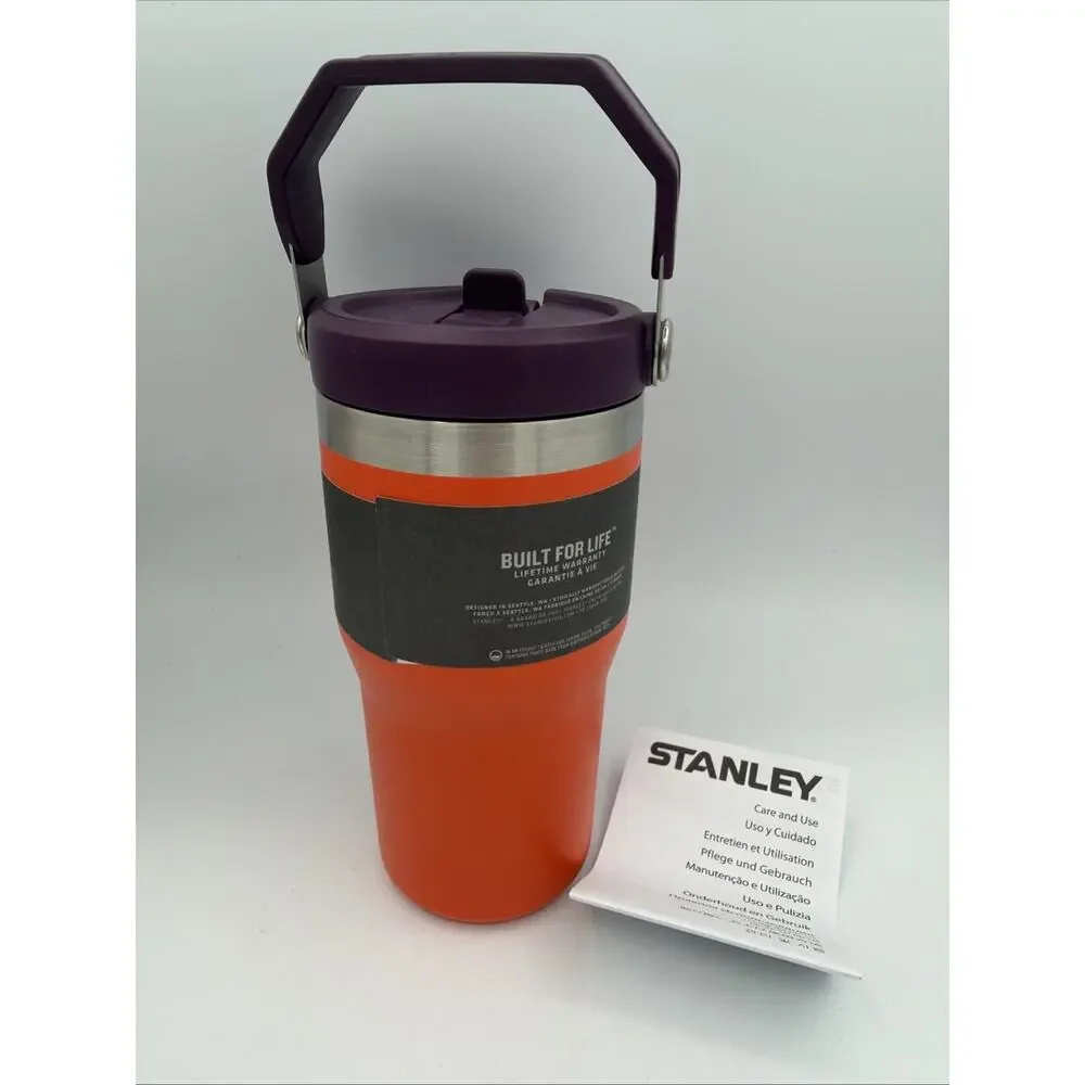 Stanley IceFlow Flip Straw Tumbler 20oz TigerLily Plum Water Bottle New Orange - Picture 4 of 6